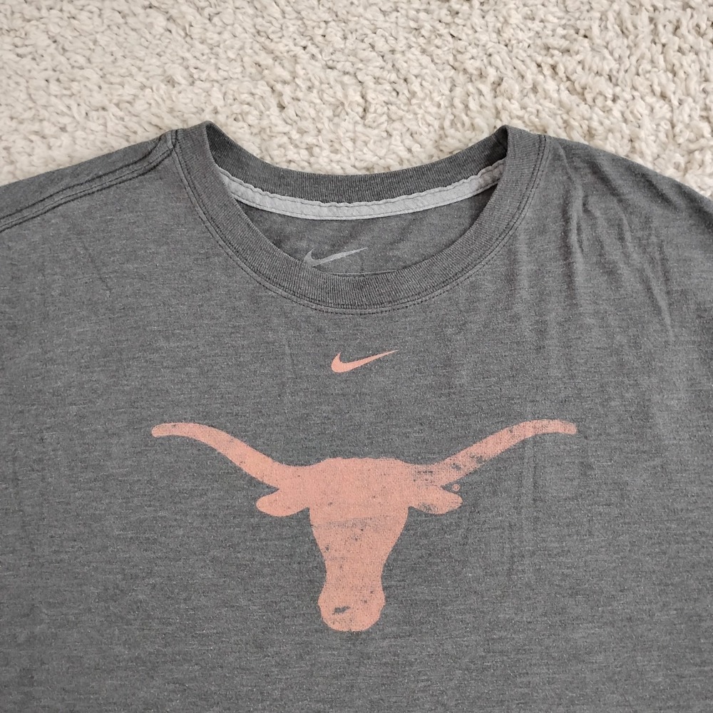 Texas Longhorns Shirt Mens 2XL Gray Nike Center Swoosh Football Sports NCAA A2